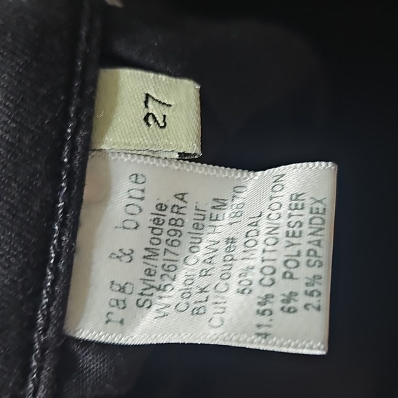 Rag & Bone Raw Hem Black Skinny Jeans Size 27 - Picture 4 of 5